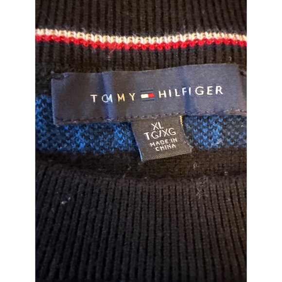 Tommy Hilfiger Multicolor Logo Sweater XL Cotton/Acrylic Crewneck Unisex - Picture 3 of 5